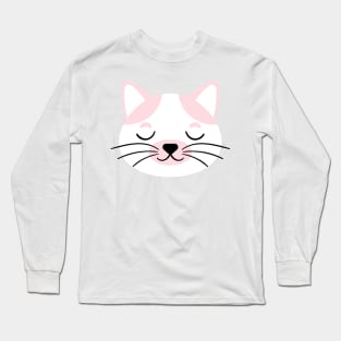 Cute Pink and white Cat face Long Sleeve T-Shirt